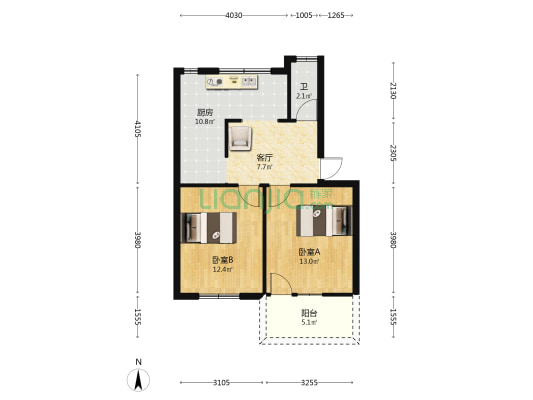 胜科水务宿舍 2室1厅1卫 58平方