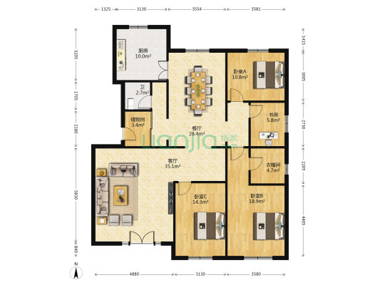 田园公寓（博文路） 4室2厅1卫 170平方