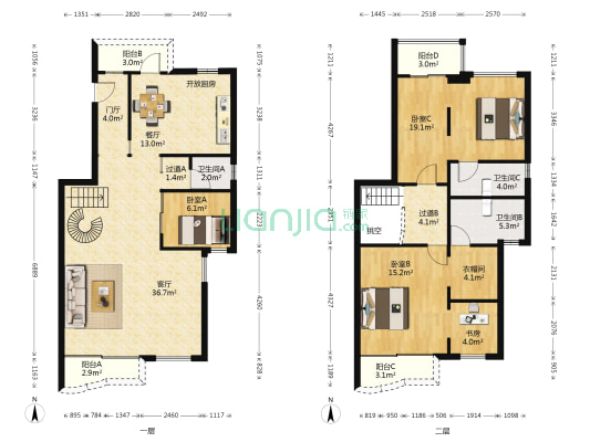 曦龙山庄 4室2厅3卫 172平方