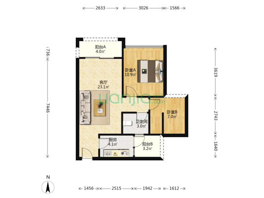 三佳悦都 2室1厅1卫 67平方