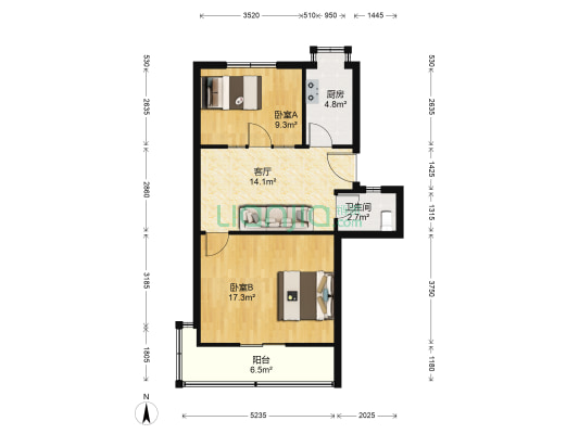 淠河路81号 2室1厅1卫 55平方