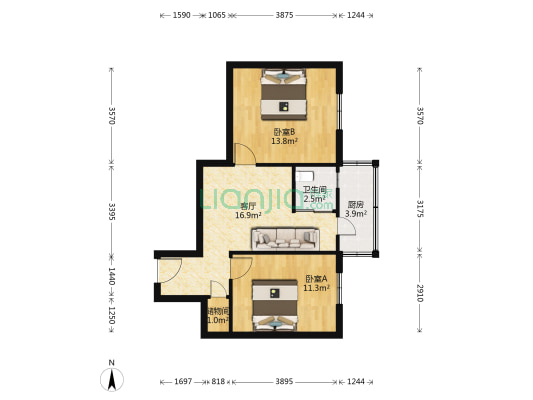 津塘路(大直沽) 2室1厅1卫 58平方