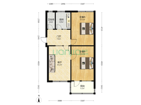 物资局家属院 2室1厅1卫 72平方