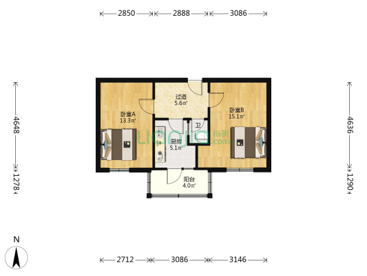 迎春路63号 2室0厅1卫 54平方