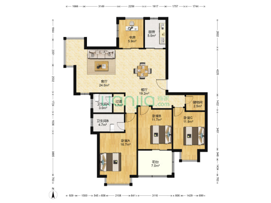 世博帝宝花园 4室2厅2卫 142平方