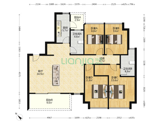 玉润金沙 4室1厅2卫 139平方