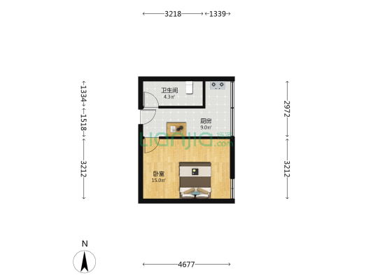 卫星大楼 1室0厅1卫 38平方