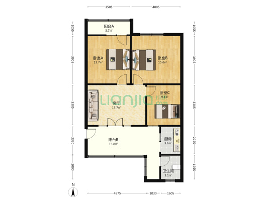 蜀州北路9号 3室1厅1卫 93平方