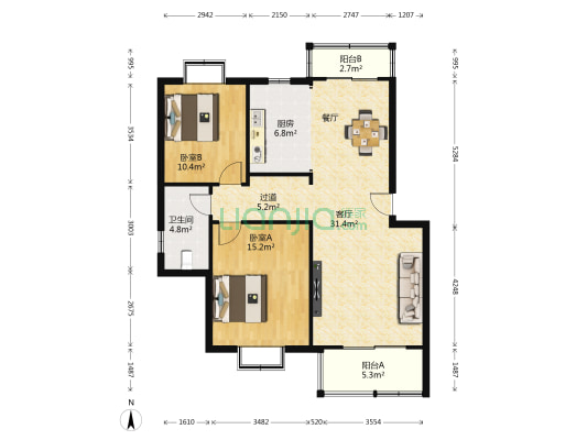 宝顾佳苑 2室1厅1卫 98平方