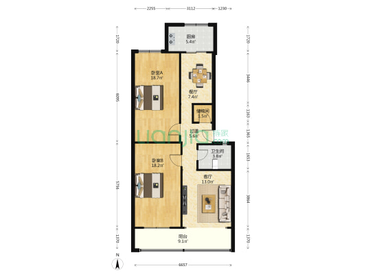 26街区国税局家属院 2室2厅1卫 59平方