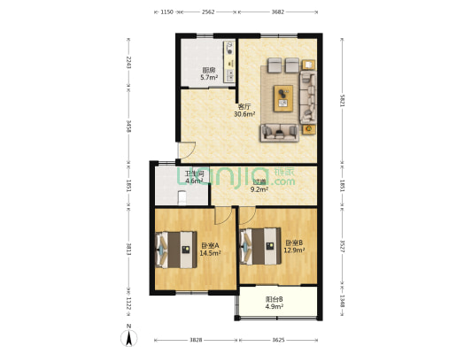 莘闵花园 2室1厅1卫 164平方