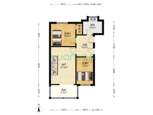 省交通技校宿舍 2室1厅0卫 60平方