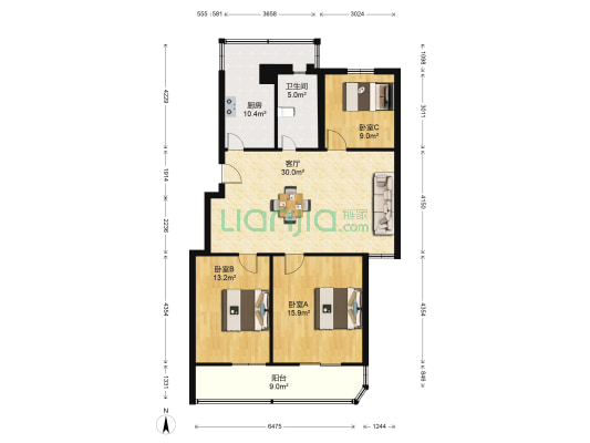 高塘工行小区 3室1厅1卫 96平方