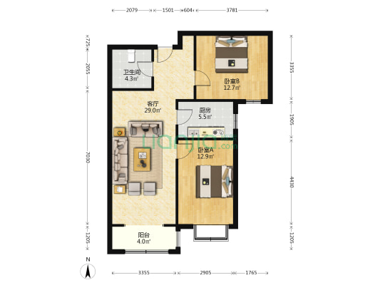 上园大复式挑空六米带80平大lu台-户型图