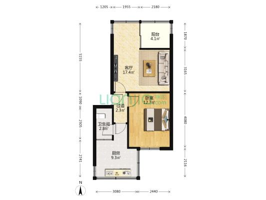 新添大道南段41号 1室1厅1卫 51平方