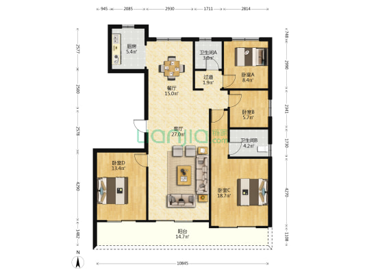 金昌浣溪白鹭 4室2厅2卫 143平方