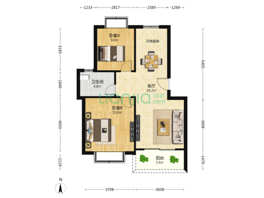 三家浜公寓采菊苑 2室1厅1卫 78平方
