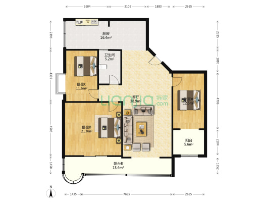 工农院街76号 3室1厅1卫 145平方