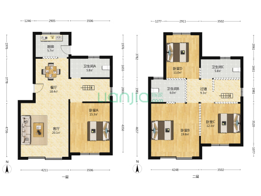 南郊庄园 4室2厅3卫 162平方