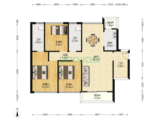 康怡名居 3室1厅2卫 125平方