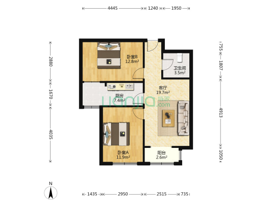 东郦湖 2室1厅1卫 81平方