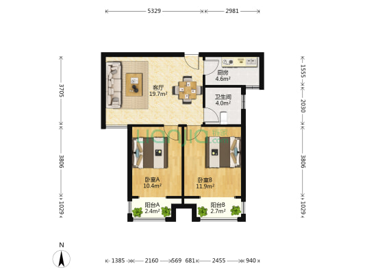 和平郡府 2室1厅1卫 81平方