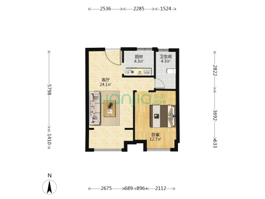 南秀嘉园 1室1厅1卫 59平方