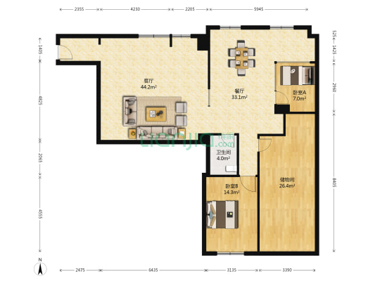泛渼大厦 2室2厅1卫 179平方