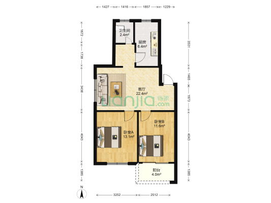 五〇四安置区 2室1厅1卫 74平方