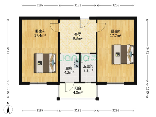 苏堤东里 2室1厅1卫 71平方