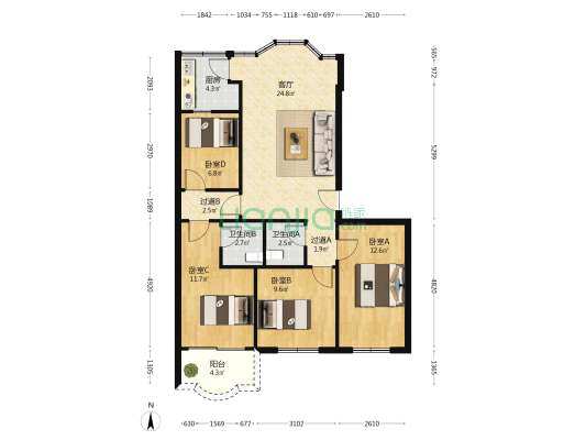 乌石浦二期 4室1厅2卫 99平方