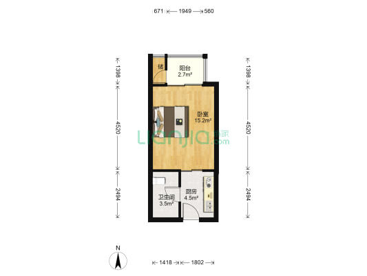 朗诗熙园 1室0厅1卫 38平方