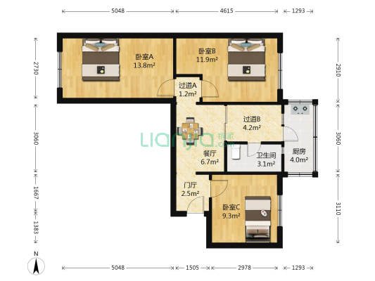 实验小学英华街 3室1厅1卫 70平方