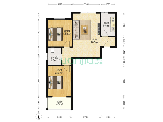 交发建交运顺居综合住宅楼 2室1厅1卫 98平方