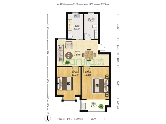 舜柯家园 2室1厅1卫 74平方