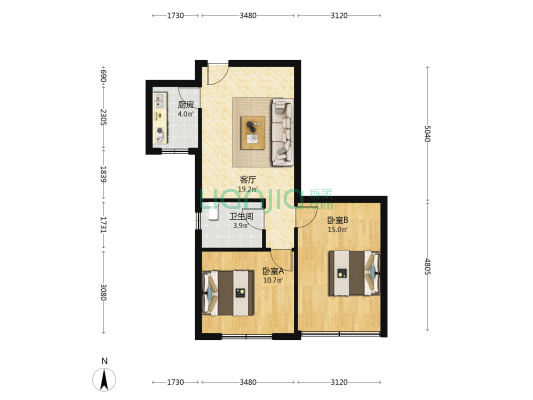 梅苑小区 2室1厅1卫 73平方