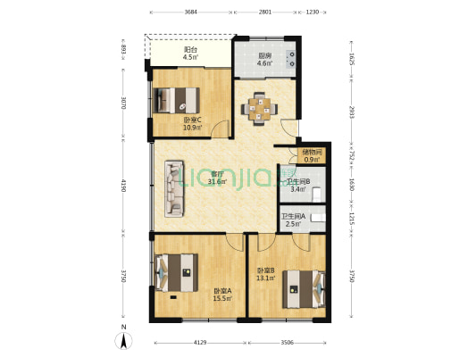 金河路41弄 3室1厅2卫 120平方