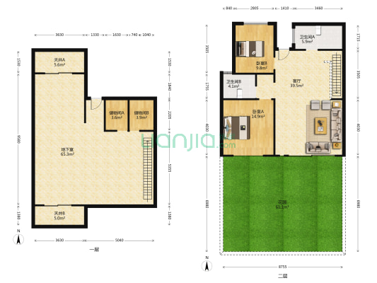 阅山居 2室1厅2卫 205平方