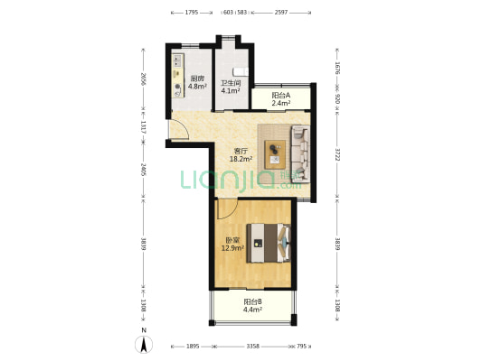 新杨和苑 1室1厅1卫 63平方