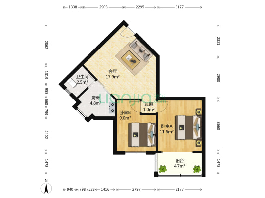 教师苑(文德路) 2室1厅1卫 60平方