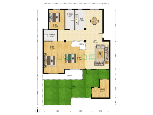 江南印象 3室1厅2卫 153平方