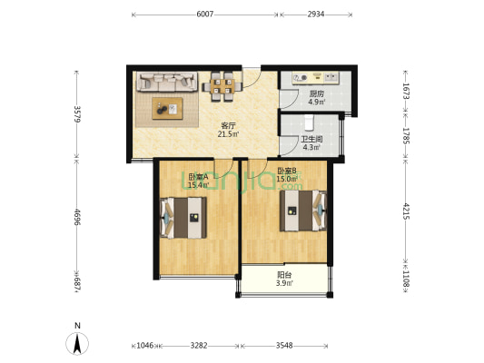 中凯银杏湖 2室1厅1卫 85平方