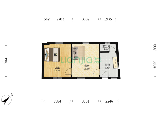 黄兴路14号 1室1厅1卫 47平方