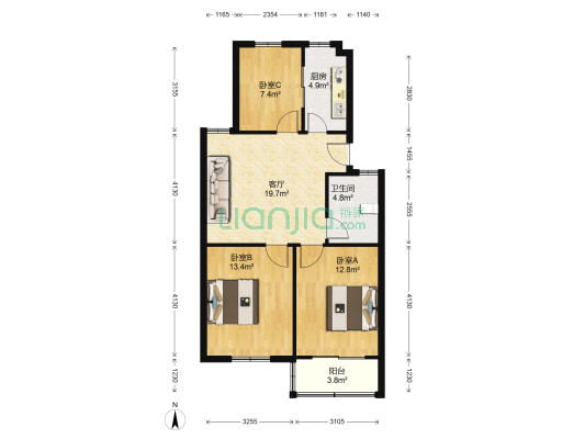 百水芊城春水坊 3室1厅1卫 84平方