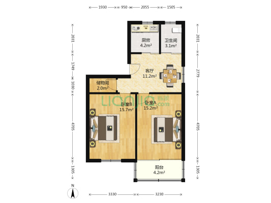 通用机械宿舍 2室1厅1卫 65平方