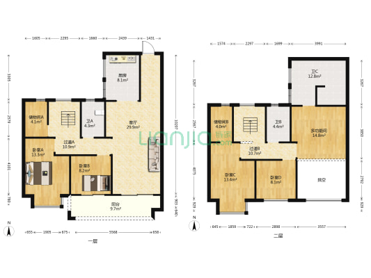俊发观云海云中苑 5室1厅3卫 212平方