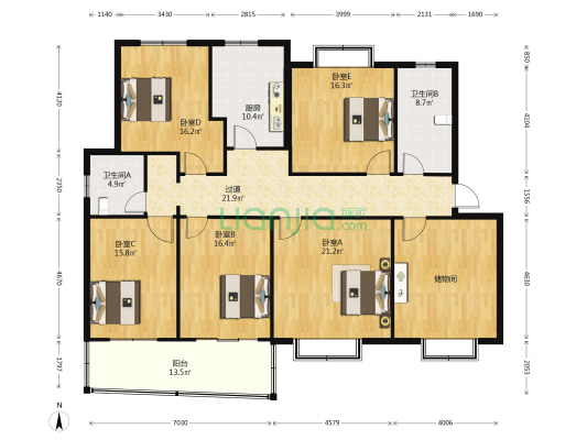 房管局宿舍楼 5室0厅2卫 184平方