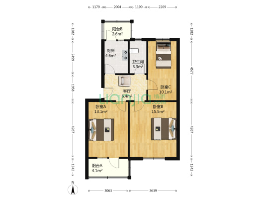 煤博西院 3室1厅1卫 74平方