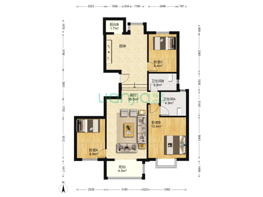 临镜苑 3室1厅2卫 118平方