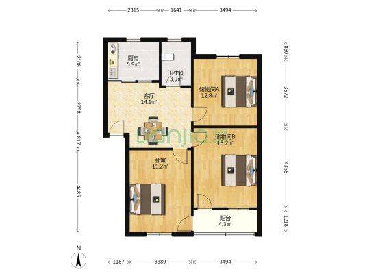 北新街124号 1室1厅1卫 89平方